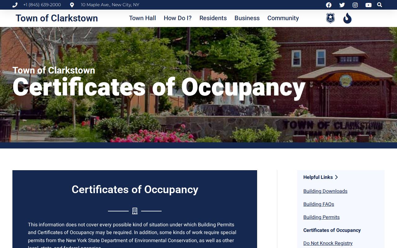 Clarkstown neighbors certificates of occupancy page