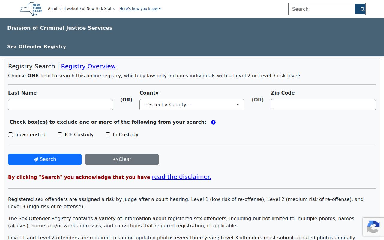 Clarkstown neighbors registry search interface